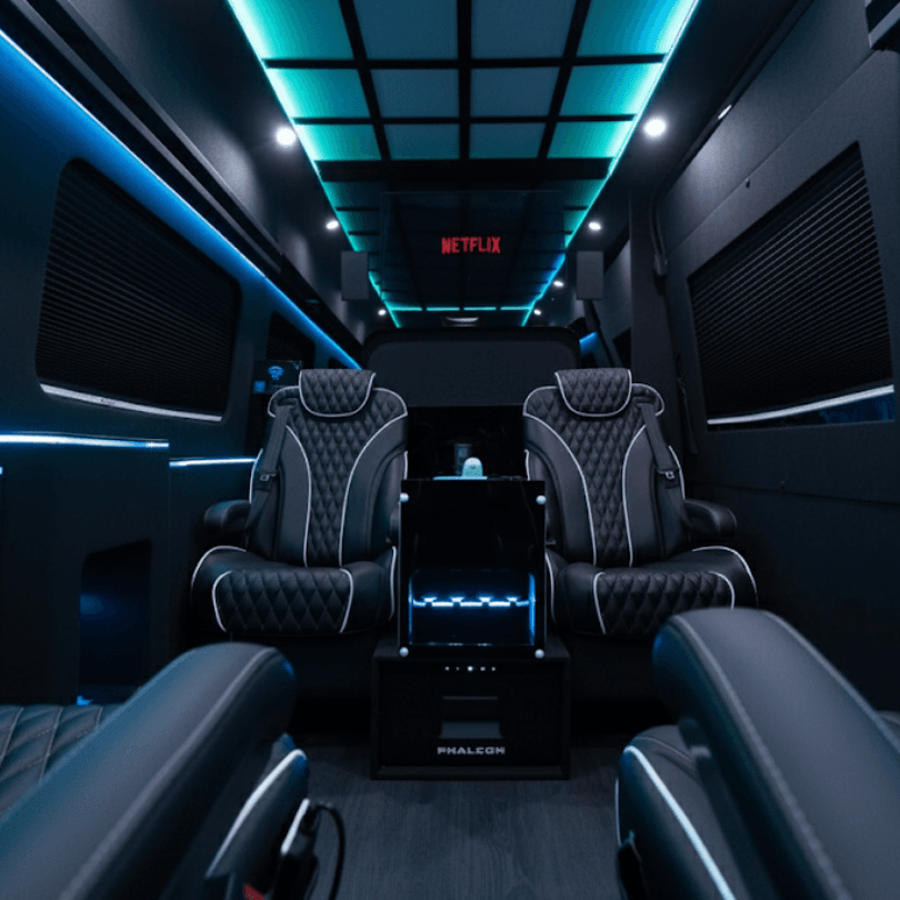 Sprinter Limo Interior with Leather Seating