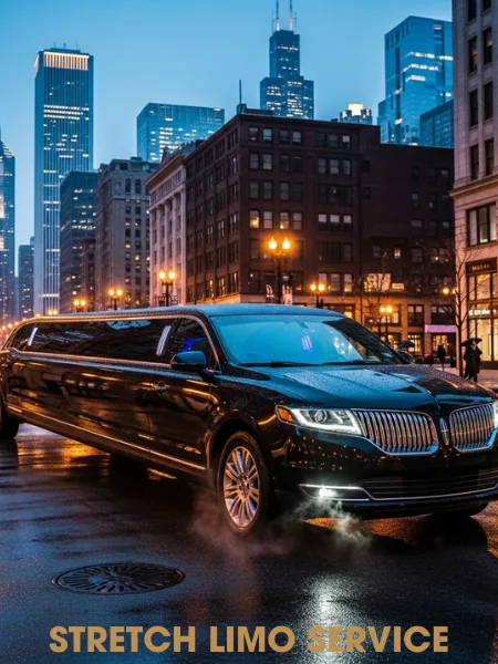 chicago stretch limo in downtown