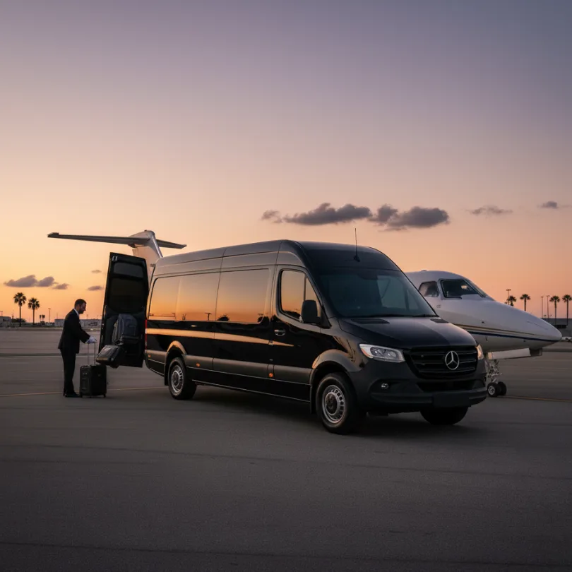 corporate sprinter limo service for airport pickups