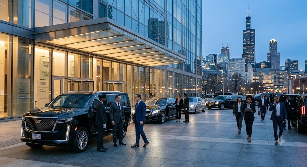 Luxury corporate transportation in Chicago with executive limousine and chauffeur service
