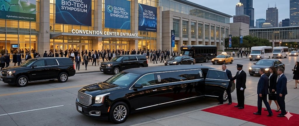 Luxury limousine transportation at Chicago convention destinations