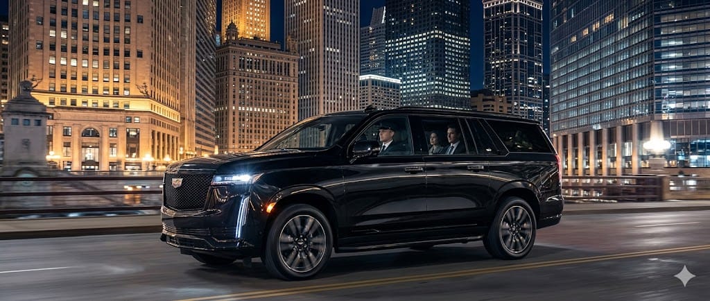 Professional chauffeur transportation service in downtown Chicago