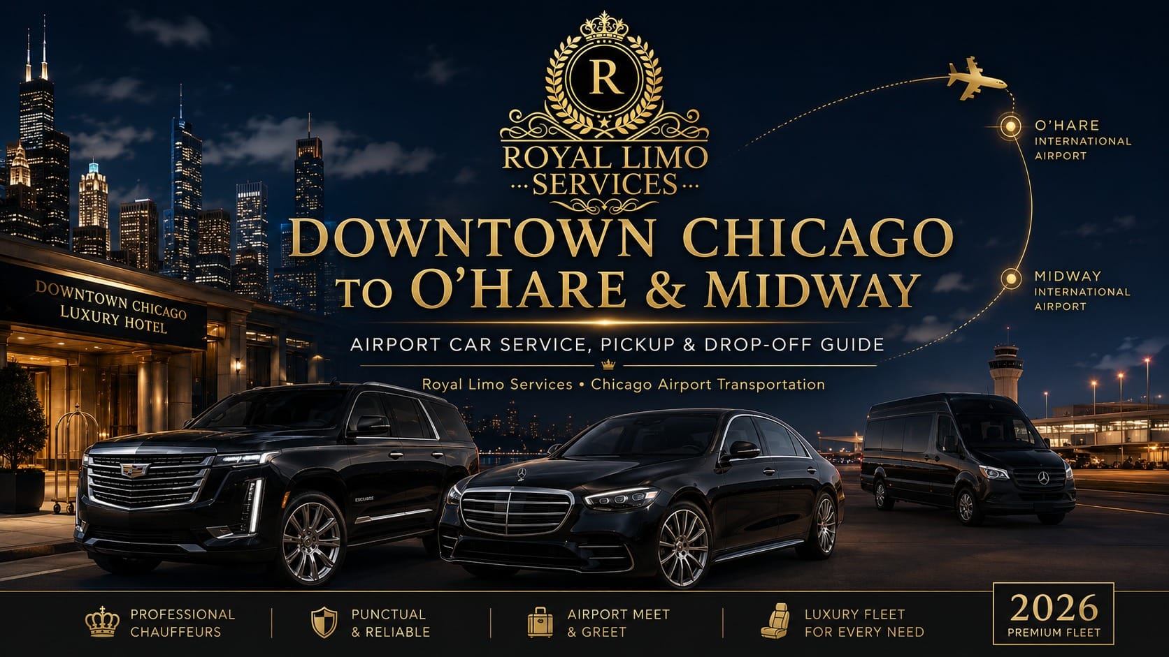 Downtown Chicago to O'Hare & Midway airport limo — Royal Limo Services