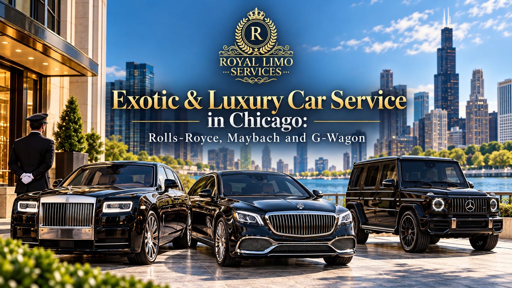 Royal Limo Services exotic and luxury car service in Chicago with a Rolls-Royce, Maybach and G-Wagon