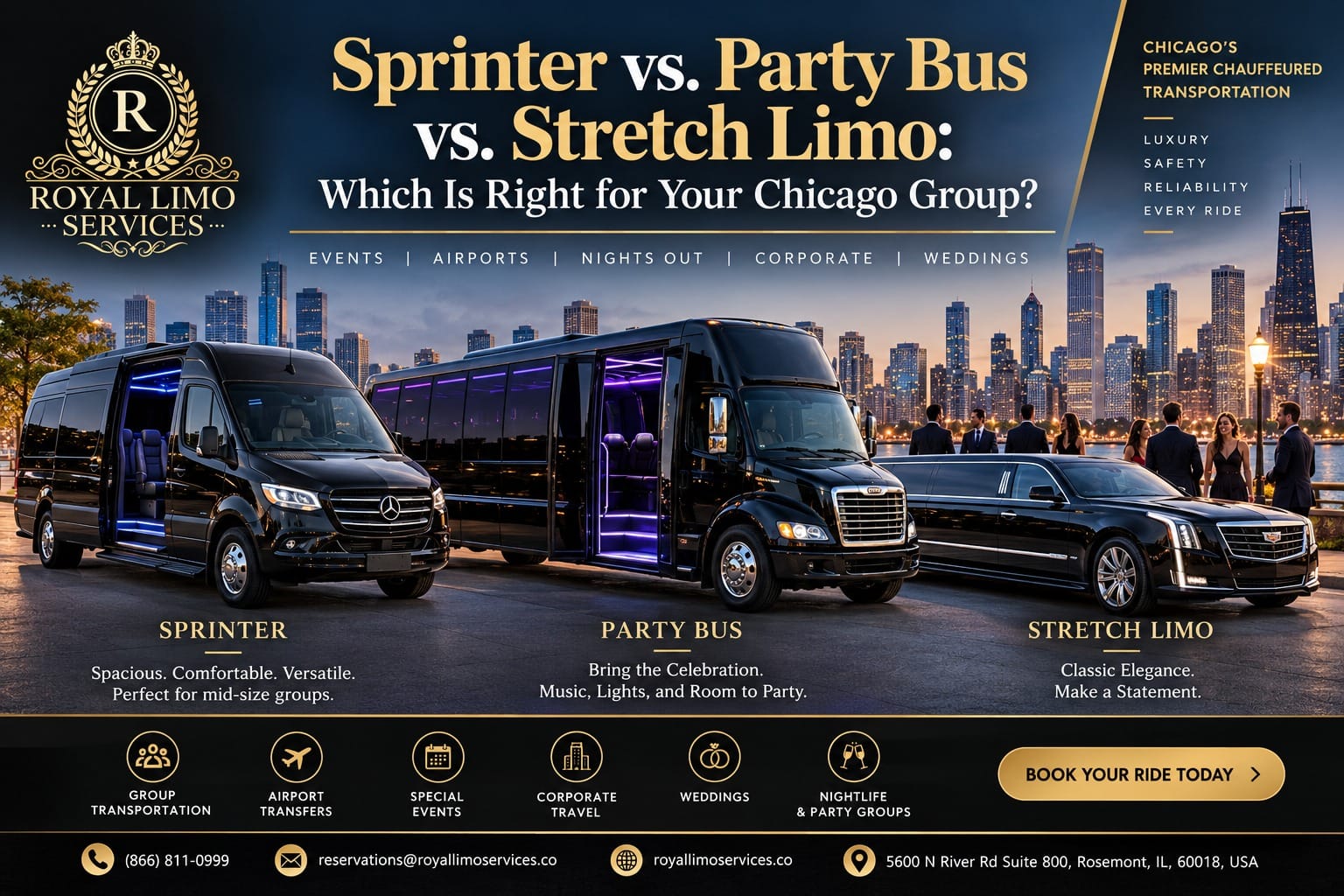 Sprinter Limo, Party Bus & Stretch Limo in Chicago: 2026 Guide